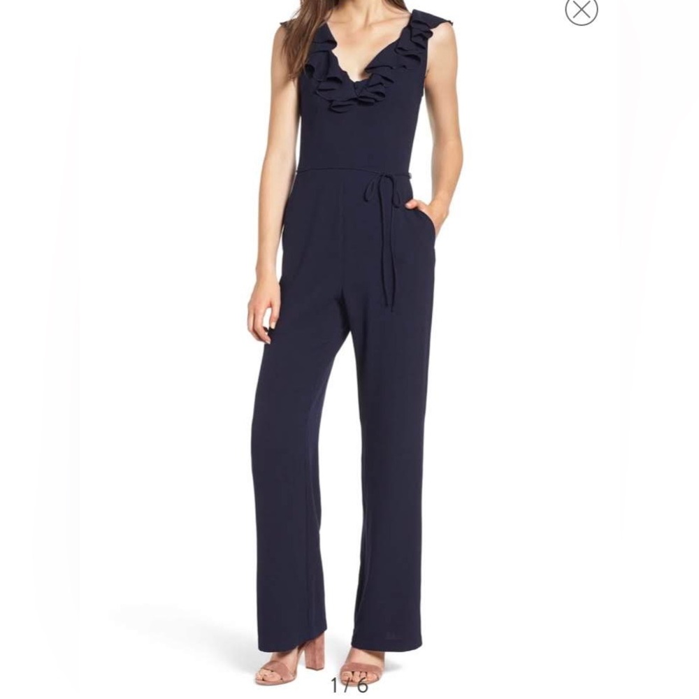 Wayf Ruffle Jumpsuit XS Navy